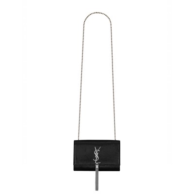 9997 YSL KATE SMALL CHAIN BAG WITH TASSEL IN CHEVRON PATENT LEATHER 474366AAAWI1000 (20*12.5*5cm)